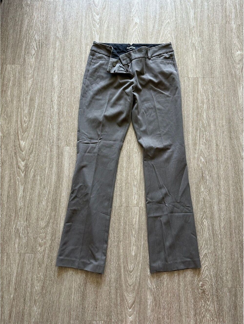 Express Women's Light Beige/Olive Straight Leg Work Pants